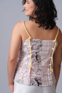 Blusa Mapa de Alça Dupla Face - Estampa / Coral