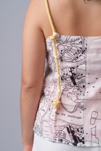 Blusa Mapa de Alça Dupla Face - Estampa / Coral