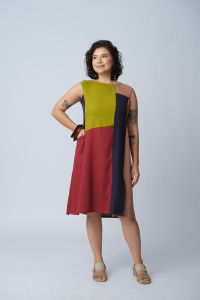 Vestido Ana Rosa Curto Assimétrico - Multicor