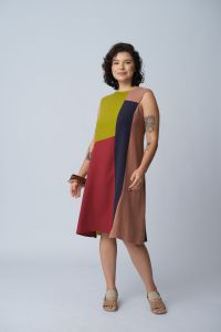 Vestido Ana Rosa Curto Assimétrico - Multicor