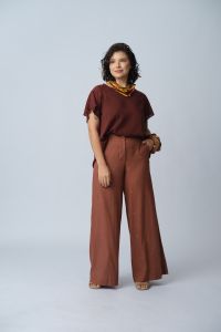 Calça Mariana Pantalona - Estampa Moca