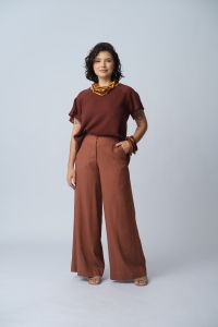 Calça Mariana Pantalona - Estampa Moca