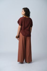 Calça Mariana Pantalona - Estampa Moca