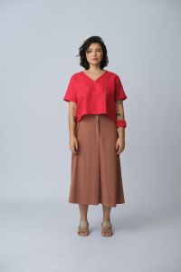 Saia Cristina Evasê Midi - Moca