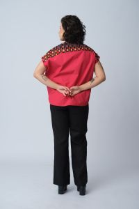 Blusa Sílvia Ampla Trama - Tomate
