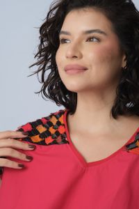 Blusa Sílvia Ampla Trama - Tomate