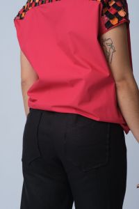 Blusa Sílvia Ampla Trama - Tomate