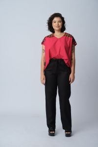 Blusa Sílvia Ampla Trama - Tomate