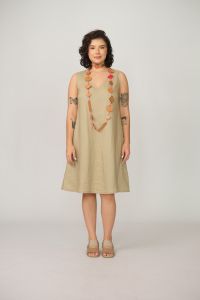 Vestido Carla 100% Linho - Areia