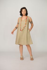 Vestido Carla 100% Linho - Areia