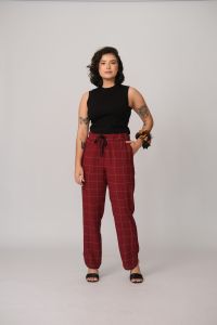 Calça Margarete Reta - Quadriculado Vinho