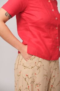 Calça Mariana Pantalona - Floral Bege