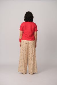 Calça Mariana Pantalona - Floral Bege