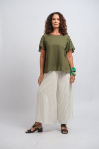 Calça Saia Roselis - Branco Listrado