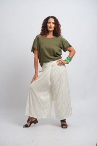 Calça Saia Roselis - Branco Listrado