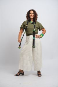 Calça Saia Roselis - Branco Listrado