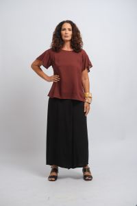 Blusa Ana Luiza Manga Curta - Marrom