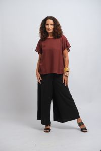 Blusa Ana Luiza Manga Curta - Marrom
