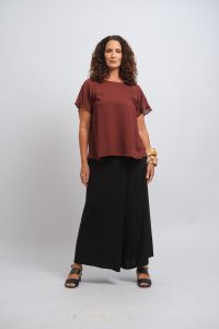 Blusa Ana Luiza Manga Curta - Marrom