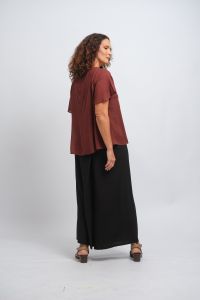 Blusa Ana Luiza Manga Curta - Marrom