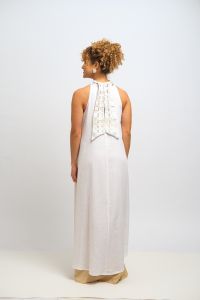 Vestido Dalva Dupla Face - Branco e Areia