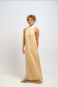 Vestido Dalva Dupla Face - Branco e Areia