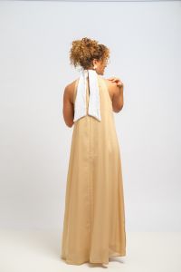 Vestido Dalva Dupla Face - Branco e Areia