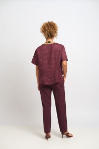 Blusa Margarida Manga Curta - Vinho