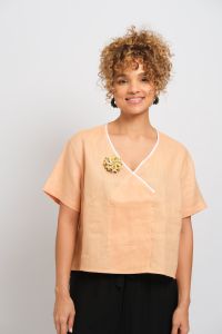 Blusa Margarida Manga Curta - Salmão