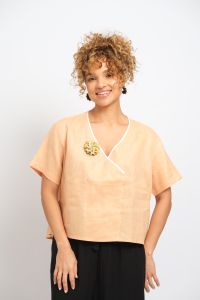 Blusa Margarida Manga Curta - Salmão