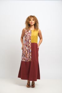 Vestido Edna - Estampa Bilhete Upcycling