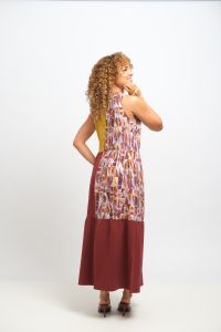 Vestido Edna - Estampa Bilhete Upcycling