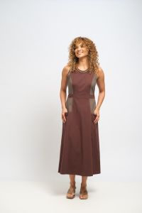Vestido Joana Midi - Verde e Marrom