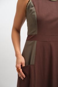 Vestido Joana Midi - Verde e Marrom