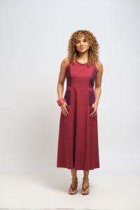 Vestido Joana Midi - Vinho e Roxo