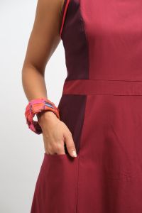 Vestido Joana Midi - Vinho e Roxo