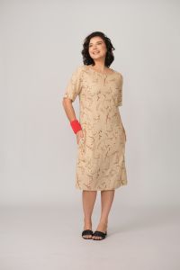 Vestido Xica Tubinho - Floral Areia