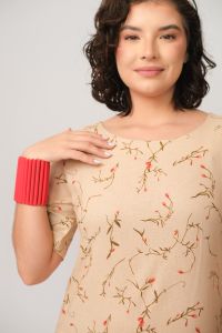 Vestido Xica Tubinho - Floral Areia