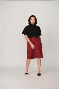 Vestido Luiza Midi - Xadrez Vinho