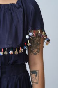 Blusa Amélia - Marinho com Bolinhas