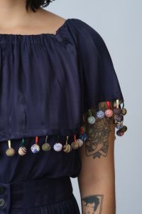 Blusa Amélia - Marinho com Bolinhas