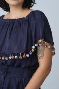 Blusa Amélia - Marinho com Bolinhas