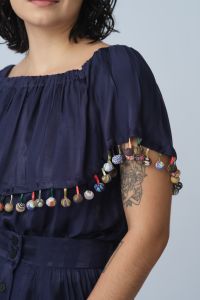 Blusa Amélia - Marinho com Bolinhas