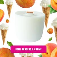 Foto do produto Refil de Vela Aromática Premium Pêssego e Creme Cera 100% Vegetal Ecológico 180g Pavio de Madeira