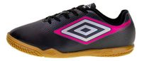 Foto do produto Chuteira Infantil Umbro Futsal Cannon Jr Preto/cinza/rosa