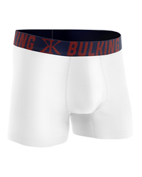 CUECA BOXER BRANCA C/ ELAST AZUL