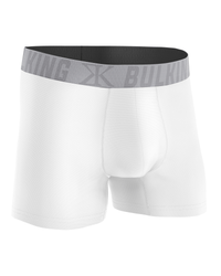 CUECA BOXER BRANCA C/ ELAST CINZA