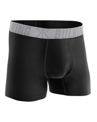 CUECA BOXER PRETA C/ ELAST CINZA