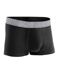 CUECA BOXER ALGODÃO PRETA C/ ELAST CINZA