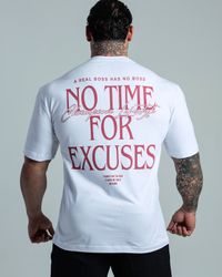 CAMISETA OVERSIZED NO EXCUSES BRANCA